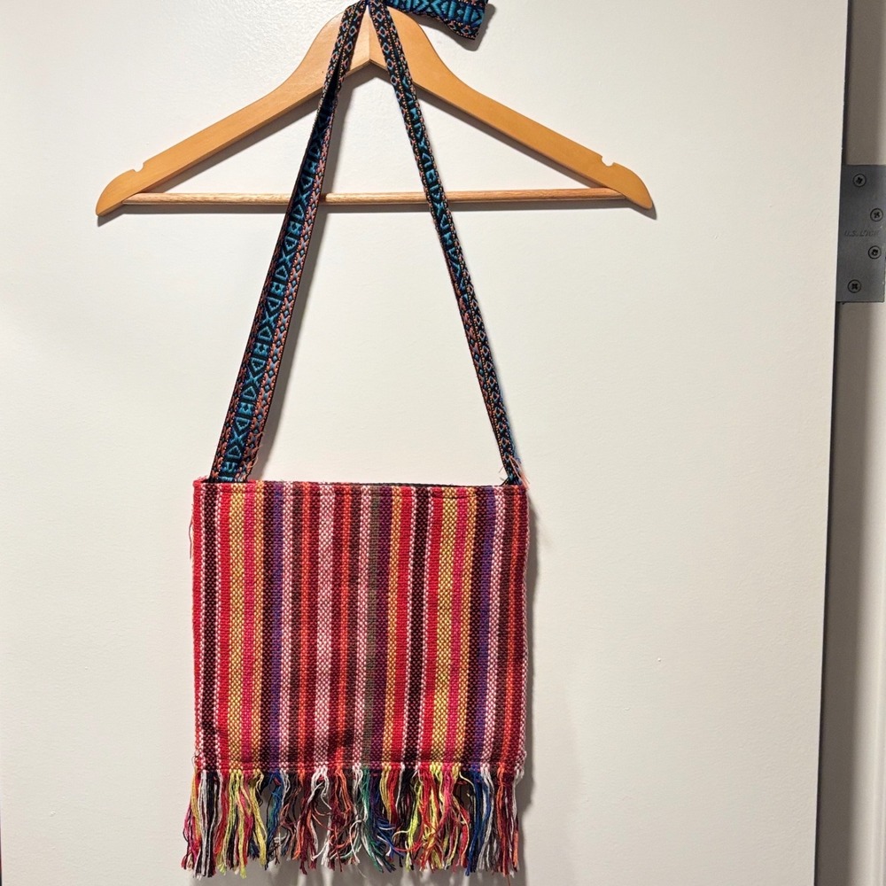 Unbranded Crossbody Bag Womens OS Multicolor Western Boho Woven Fringe Beads - Picture 4 of 4